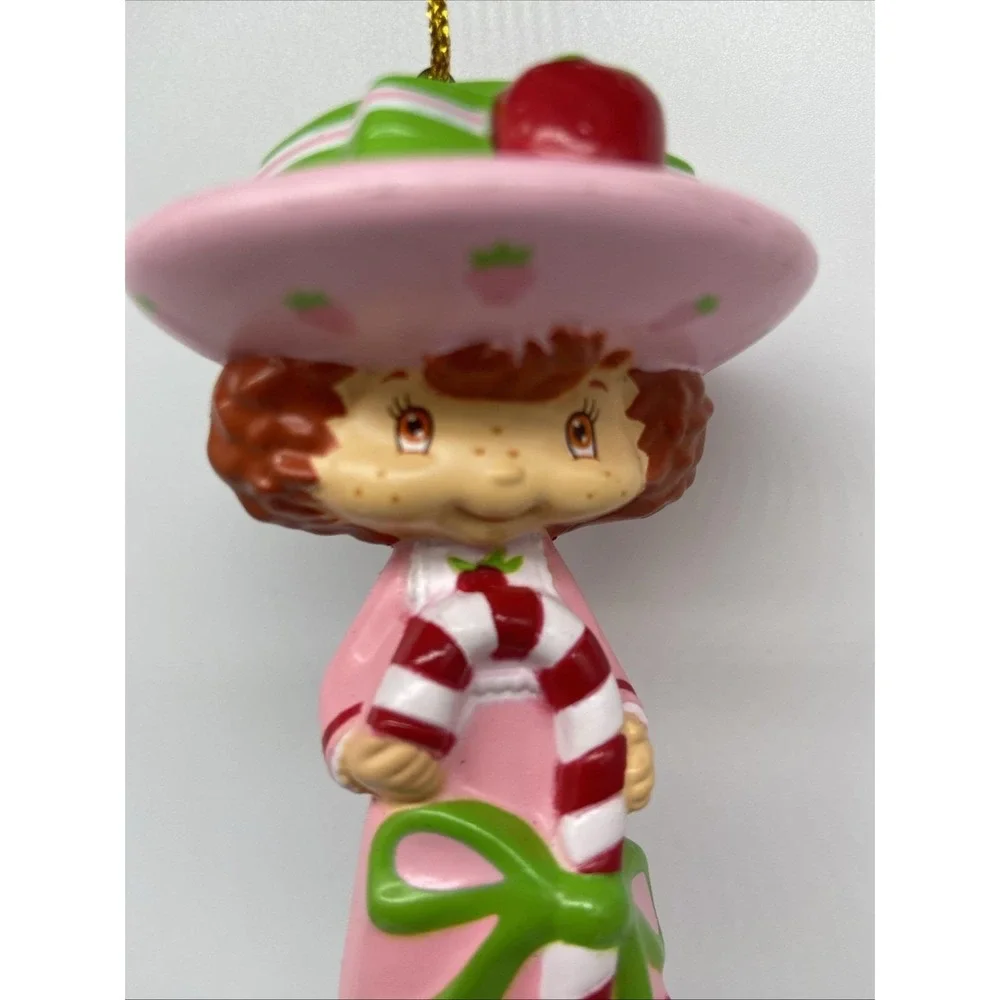 Strawberry Shortcake Candy Cane Christmas Ornament Pink Dress Hat 2004 TCFC - Picture 2 of 5